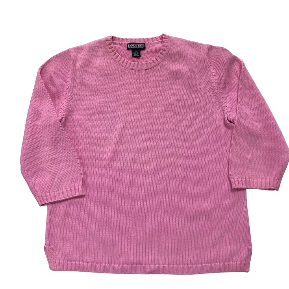 Lands' End Pink Crew Neck Cotton Sweater M 10-12